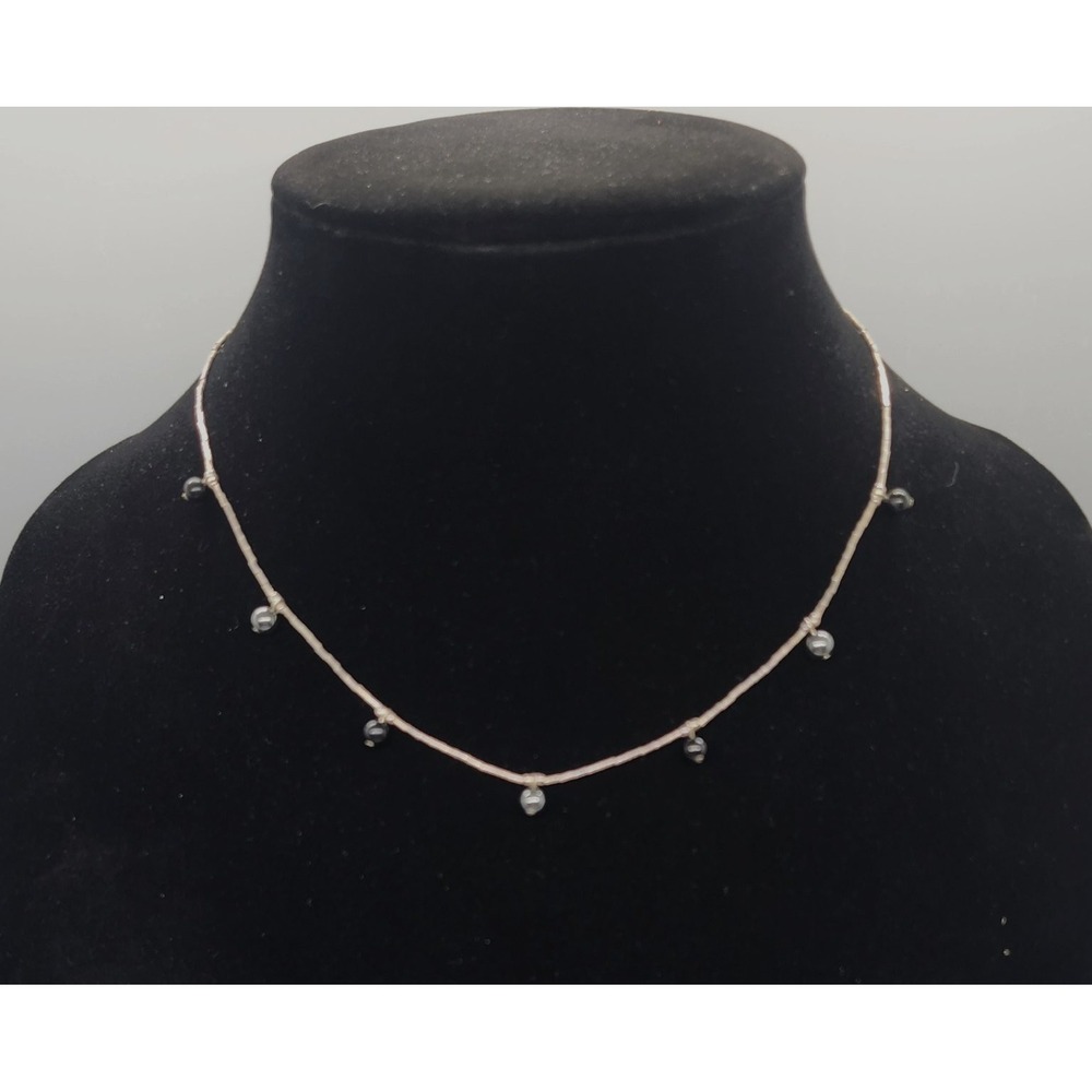 AVON Station Beaded Necklace Choker Adjustable 16-18" .925 Sterling Silver
